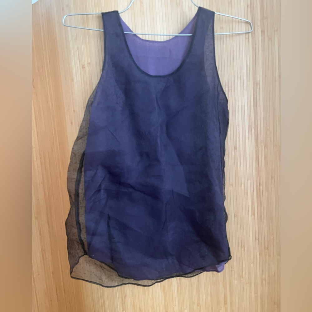 Elegant Sheer Black & Purple Tank Top size S